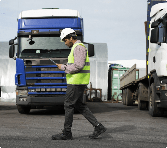 Man infront of lorry